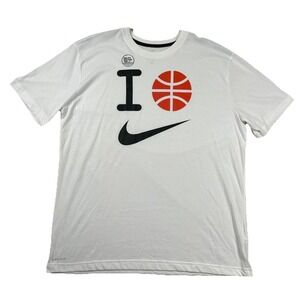 Nike Shirt Mens XL Basketball Dri Fit Cotton Tee Solid White Gym Sports Fitness